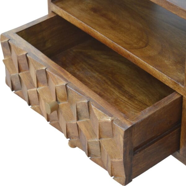Chestnut Cube Carved TV Unit - Image 5
